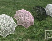 48" UMBRELLA PARASOL Lace Crochet ,Steampunk, Goth, Mothers Day Wedding, Summer Party Favor- pick your color