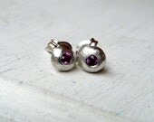 Rhodolite Garnet And Sterling Silver Stud Earrings Recycled Silver