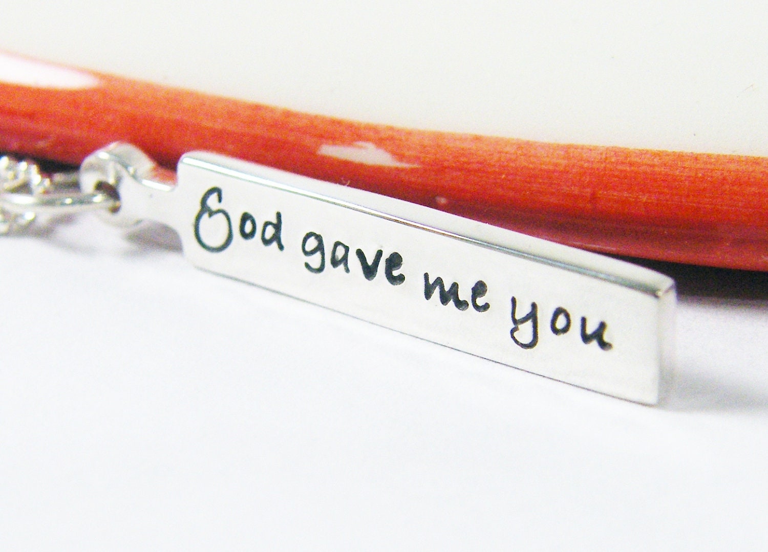 god gave me you necklace hand stamped sterling silver tag