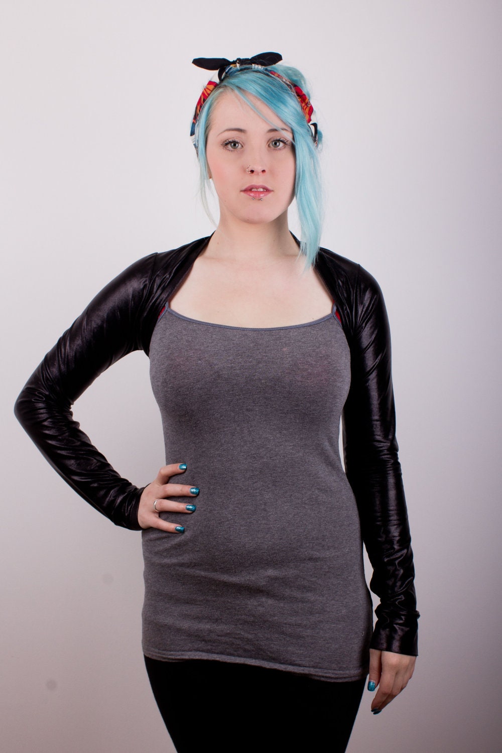Wet look long sleeve bolero shrug (colour choice)