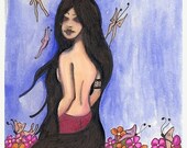 Butterflies Girl Flowers Nature Print Limited Edition 6/50 Archival 8x10