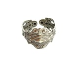 Steampunk Mens Ring in Nouveau Silver Plated Brass Adjustable Size 13 by Dr Brassy Steampunk