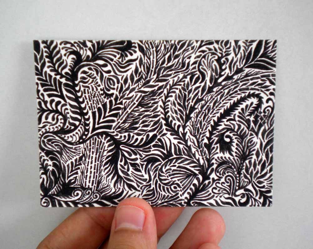 Original ACEO ink illustration - 2.5 x 3.5 inches - What Forest is this 2