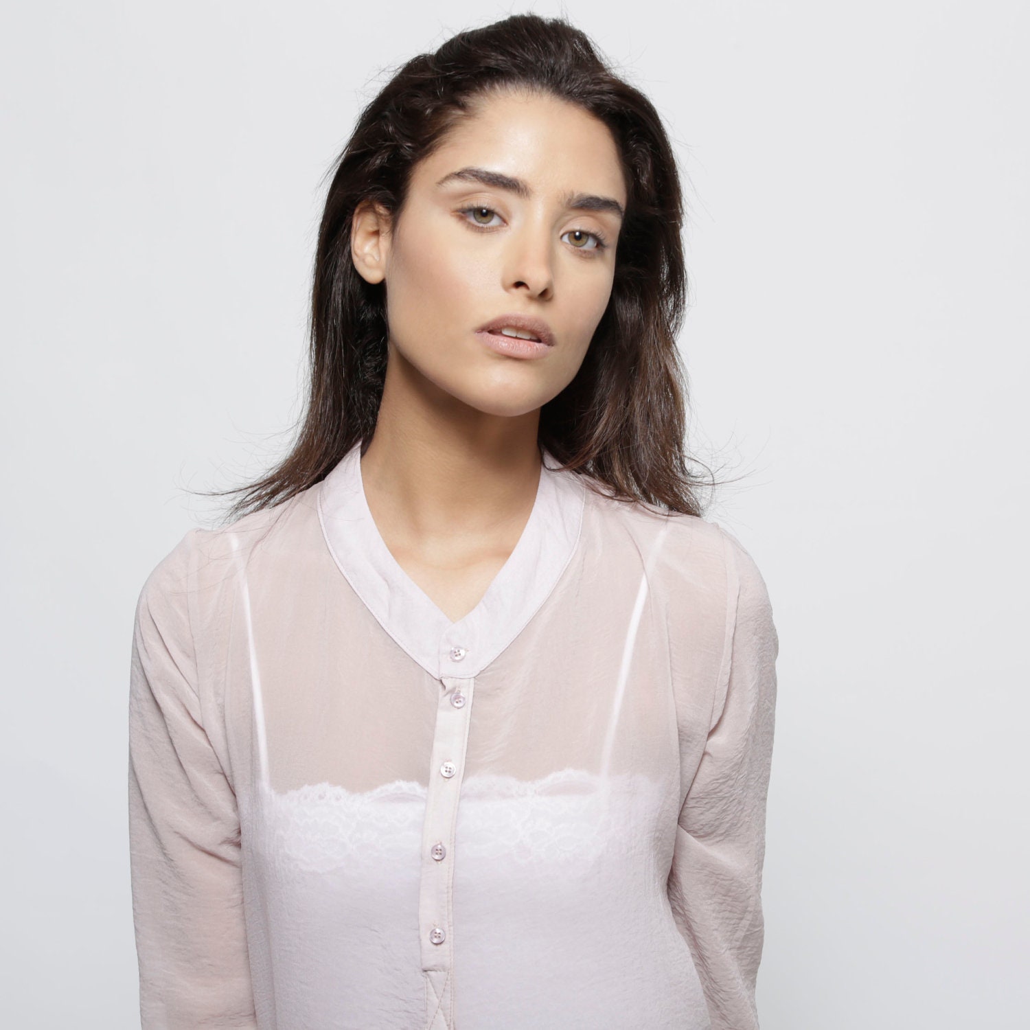 Pink sheer women shirt, fall blouse, women pink top