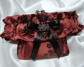 Insulin Pump Pocket Garter - Red and Black Cherry Blossom