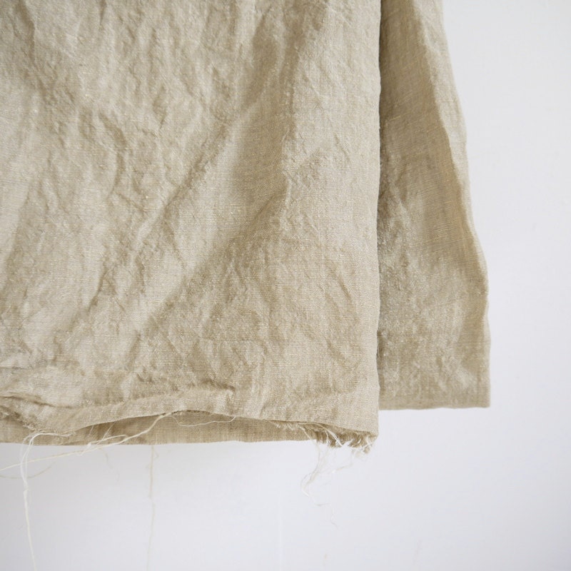 Yardage - 100% linen fabric plain putty natural colour washed by the yard for sewing - thecathedral