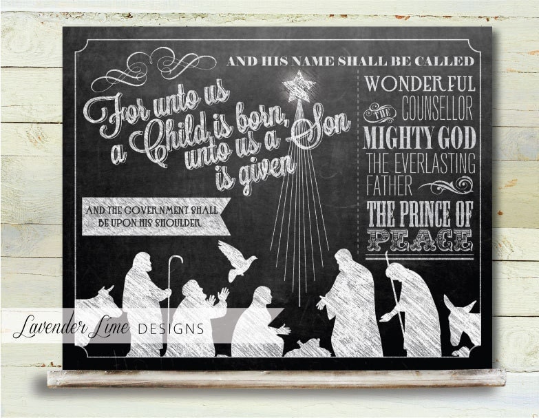 Printable Christmas Chalkboard Bible Verse by lavenderlimedesigns