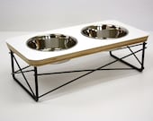 Cat / Dog / Raised Pet Feeder / Bowl / Dish / White