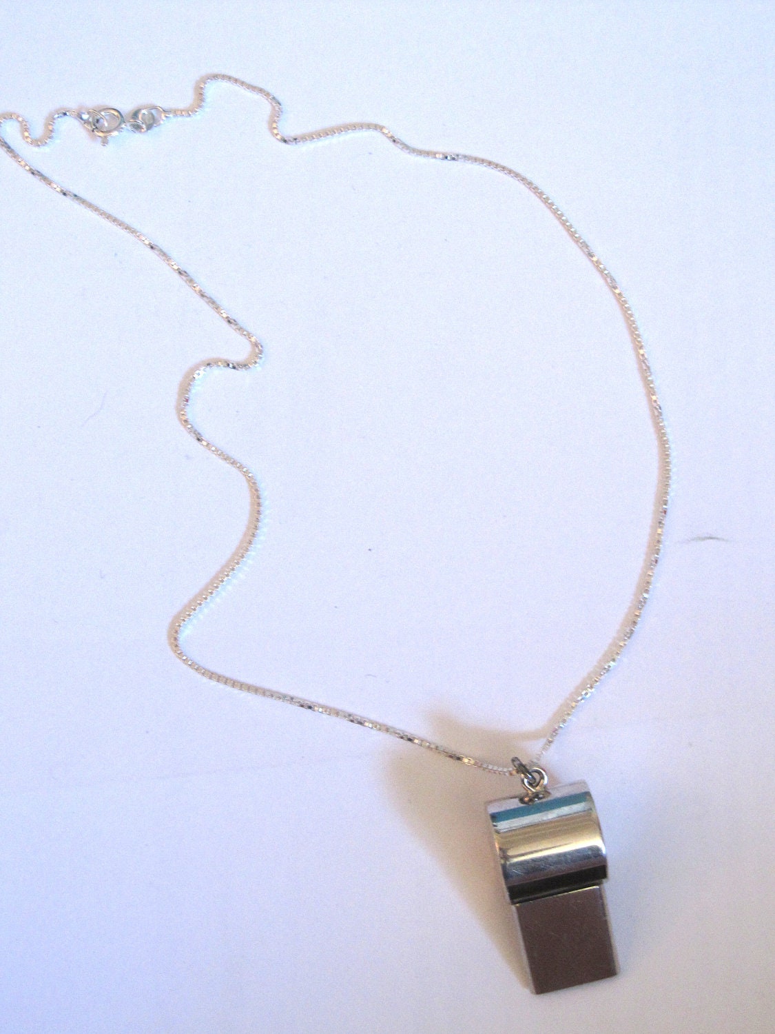 Sterling Silver Whistle Pendant Necklace