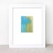 original abstract watercolor painting - blue brown turquoise
