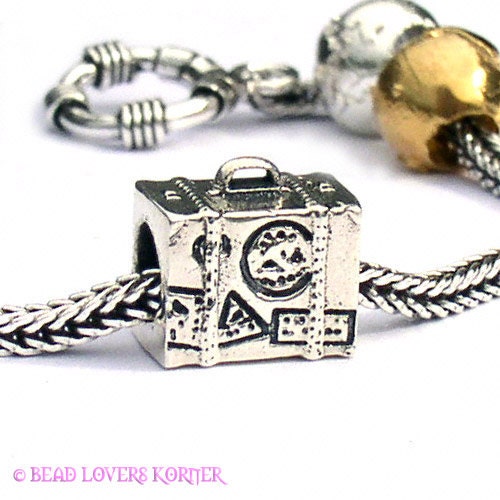 Travel Suitcase Landmark Bead Sterling Silver LM046