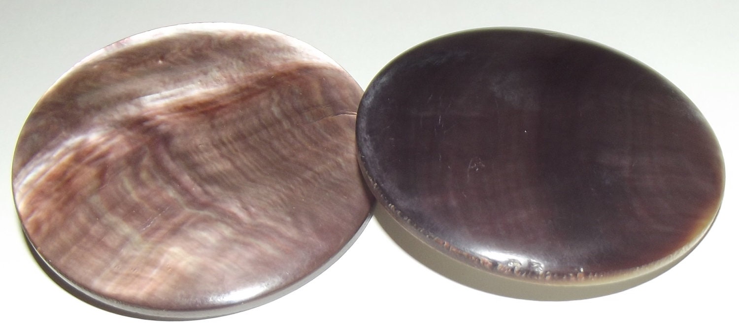 2 Huge Antique iridescent pearl buttons