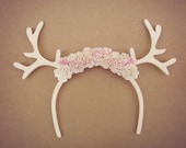 White Moose deer flowers headband