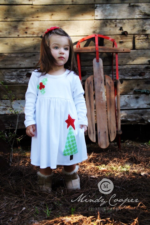 Christmas Dress- Tree with Star Applique Dress