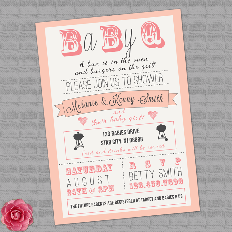 couples Baby Shower BBQ  invitation - boy girl gender neutral