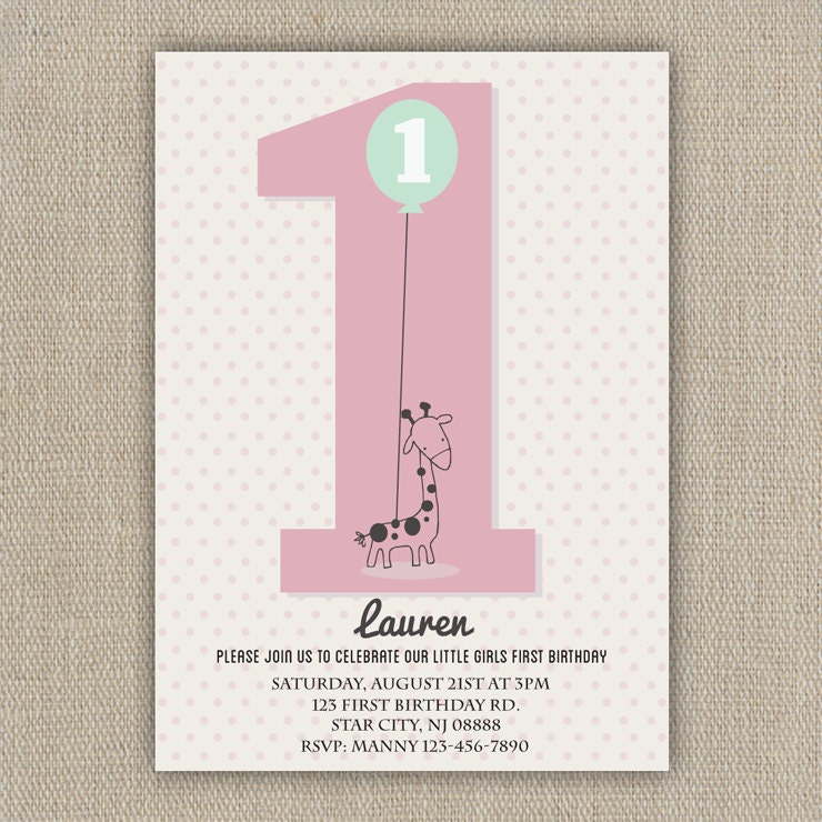 First Birthday Invitation - Boy or Girl - 1st bday
