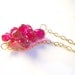 MOTHERS DAY Raspberry Quartz Bubble Briolette Necklace, 14k Gold Filled, Pink Red Ruby Accents, Magenta Fuschia SPRING Fashion Accessory