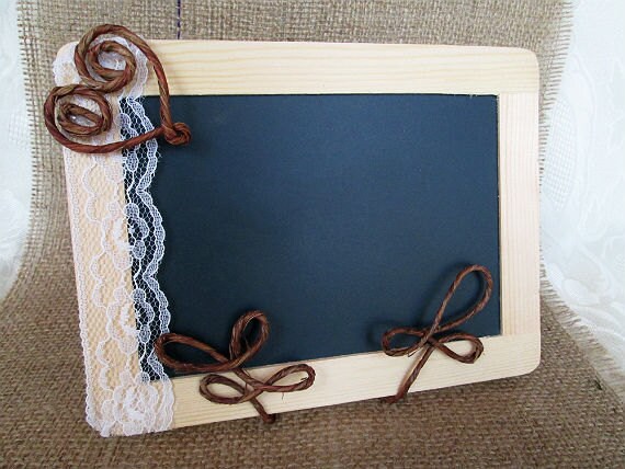 1 Rustic Heart and Lace Decorated Chalkboard - Rustic Wedding, Shabby Chic Wedding, Wedding Decoration