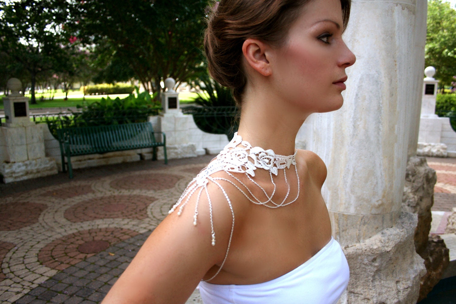 Ivory Swirl Shoulder Harness Necklace