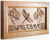 Arts and Crafts Relief Carved Welcome Plaque