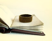 Metallic Bronze delica custom band ring. Vintage look beadwoven, Holiday day gift idea. tbteam