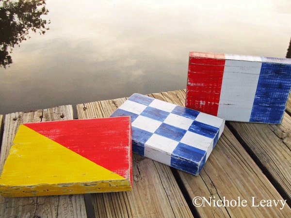Nautical Monogram--THREE maritime flag signs.  ready to ship