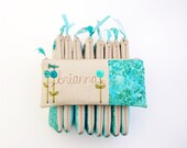 personalized bridesmaid gifts, 9 personalized clutches, blue wedding purses, MADE to ORDER by mamableudesigns on etsy
