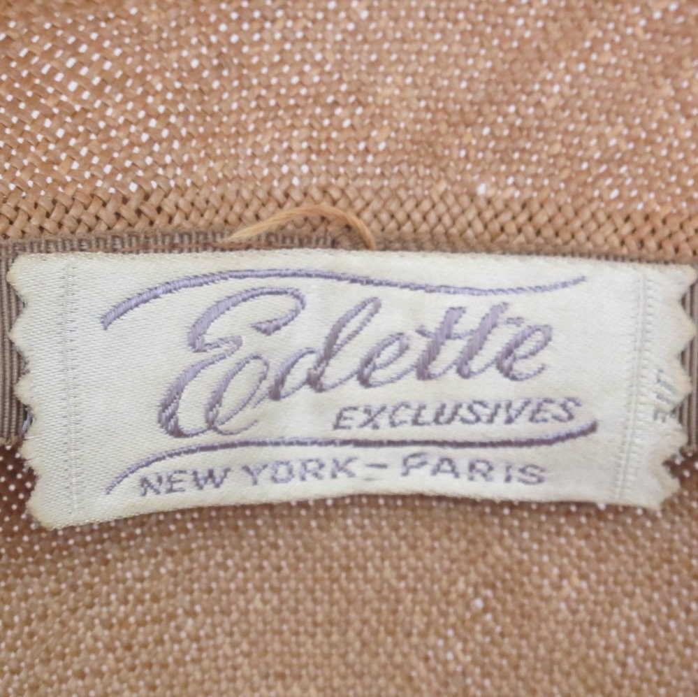 1940s Straw Hat ... Finely Woven By Edette Exclusives New York Paris