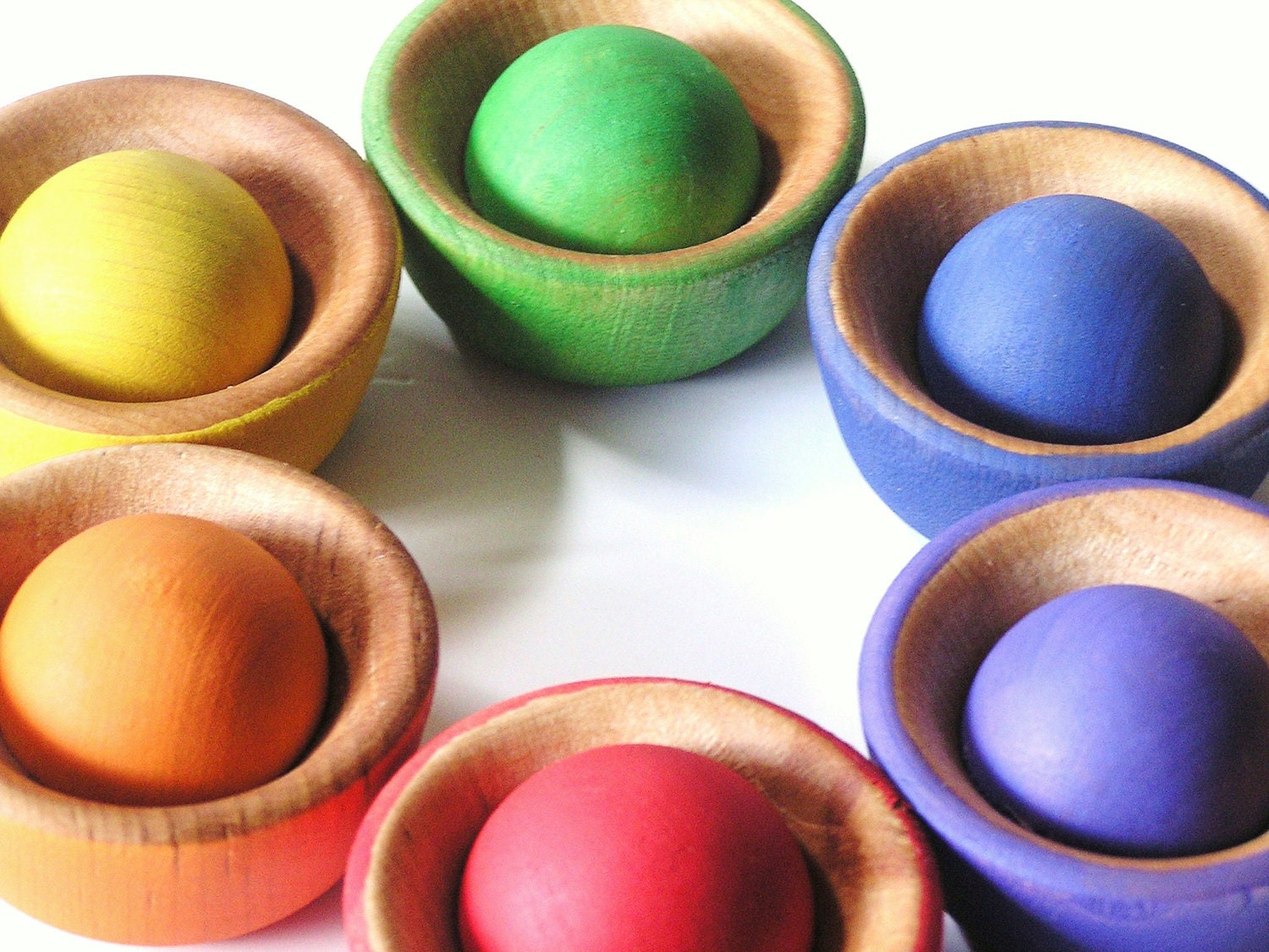 Waldorf- Wood- Toy- MATCH n STACK- A Educational Rainbow Stacking n Nesting Montessori Toy