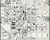 Syracuse New York NY Map -  Vintage 1950s Original Heart of Syracuse New York - Wonderful Old Landmarks & Details