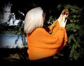 Wearable Art, Shrug, Sweater, Jacket, Handknit, Ooak, Pumpkin, Apricot, Lemongrass, Ready to Ship, FishBaySunsets