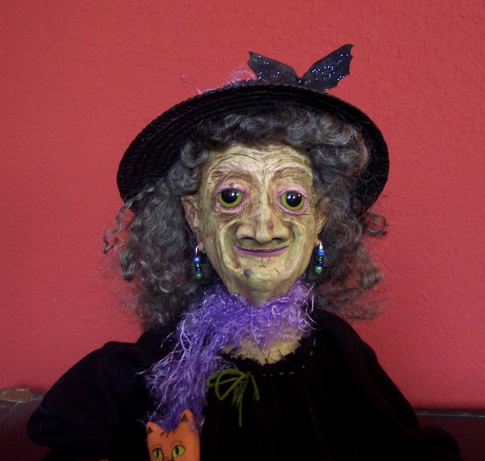 Witch Art Doll Hag Halloween Decoration --Marie Leveaux-- by JDConwell