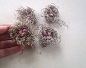 Cottage Chic PINK Mini Birds Nests - Set of 4- Craft Supply