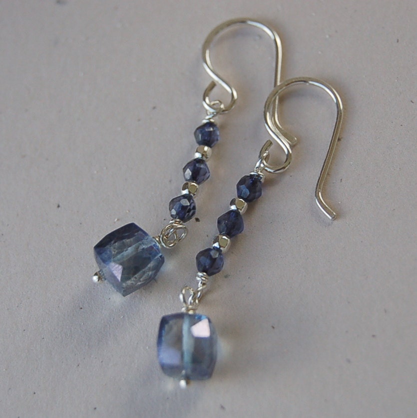Blue Quartz and Iolite Earrings