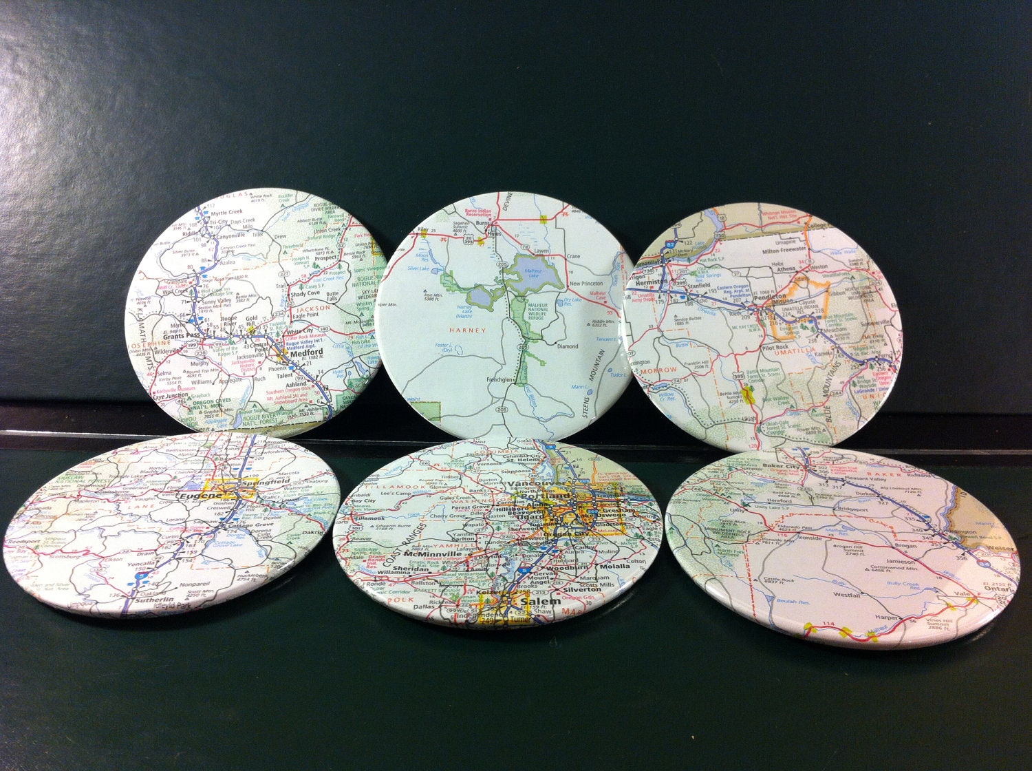 Oregon map coasters - Oregon, United States (Set of 6)