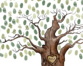 Hand drawn Wedding Tree  Guest Book  Print--  To Be Personalized With Guest's Fingerprints Unique Guest Book- 17x22 100% Cotton Art Paper