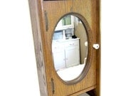 Vintage Handmade Wood Bathroom Medicine Wall Cabinet with Mirror and Towel Bar