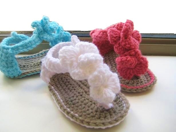 Crochet Pattern Baby Booties, Orchid Sandals (pdf pattern for sale)