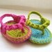 Crochet Pattern Sandals for Baby , Baby Flip Flops or Thongs for Girls, Crochet Pattern in 4 sizes( pdf pattern for sale)