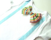 Short or Long Sleeve Baby Blue Onesie Suspenders with Matching Removable Bow Tie