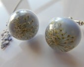 Unisex Silver Real Flower Cuff links with Queen Anne's Lace - SNOWFLAKE