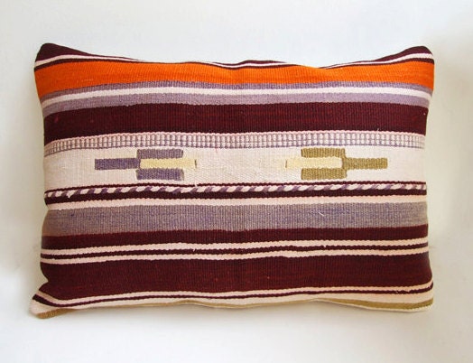 Turkish - Anatolian wool kilim Pillow Cover - rug