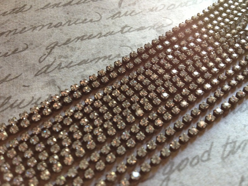 Rhinestone Chain Aged Patina 5 feet Tiny 2mm