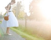 Tea Length Wedding Dress PRIMROSE, Cotton Eyelet Dress, Off Shoulder