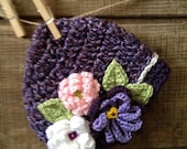 Purple Floral Beanie