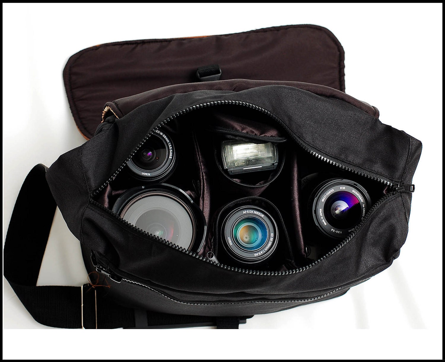 Turquoise and Brown Padded DSLR Fashion Camera Bag with Zipper Enclosure Large Eternity