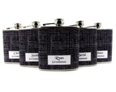 Groomsmen Flasks on Black and White Weave Wedding Party Gifts