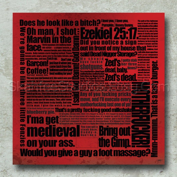 Pulp Fiction Movie Typographic Art Print - Print Only (MATURE)