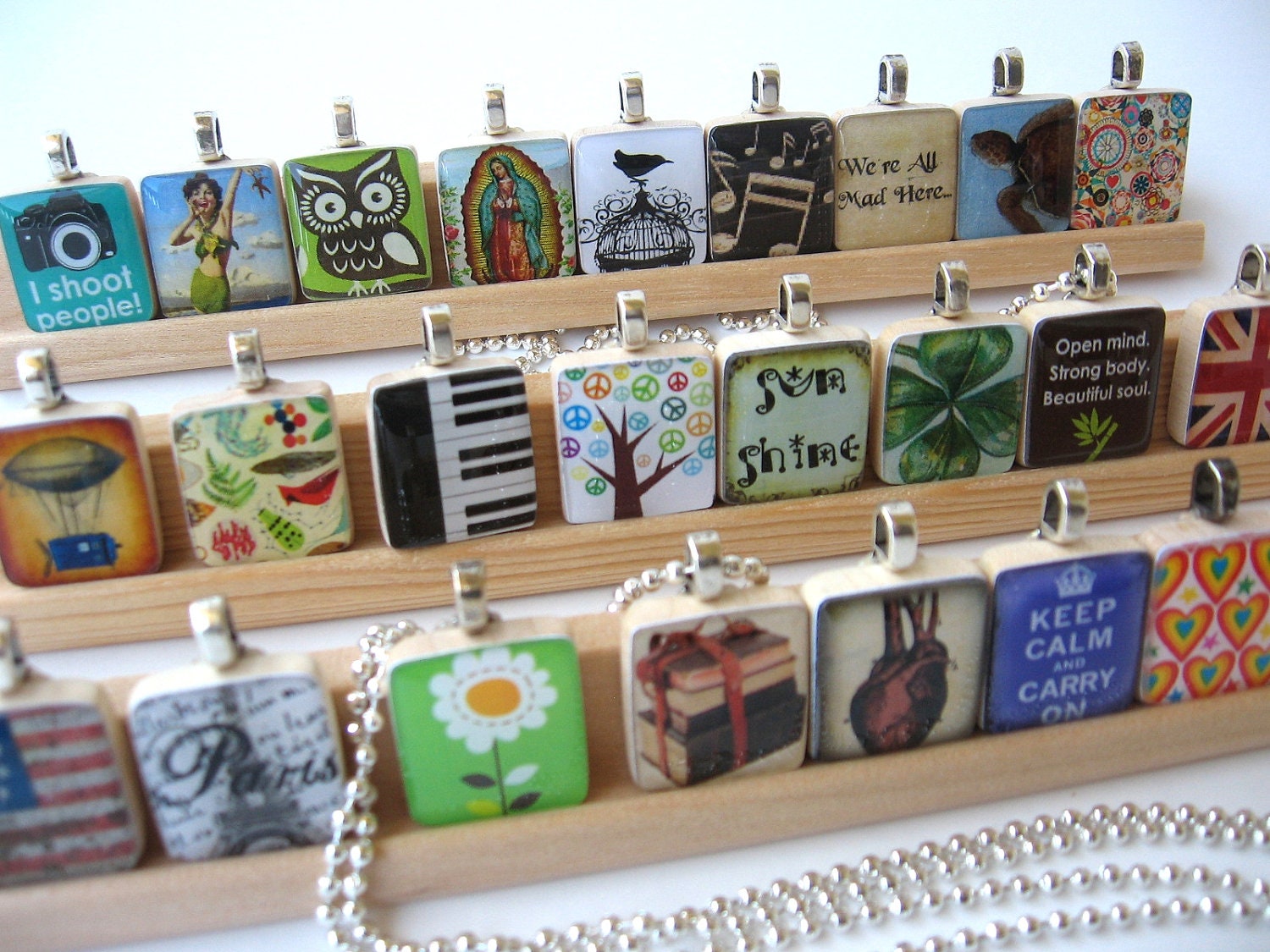 Edgar Allan Poe Book Necklace The Raven Nevermore Edgar Allen Poe Scrabble Tile Pendant with Ball Chain Included (ITEM S496)