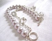 Eli: Sterling Silver Pearl Crystal Charm Bracelet